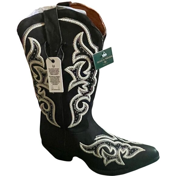 Buck & Brana “Ginger Florida” Black Embroidered Western Boots – Size 8 NEW - Picture 7 of 16
